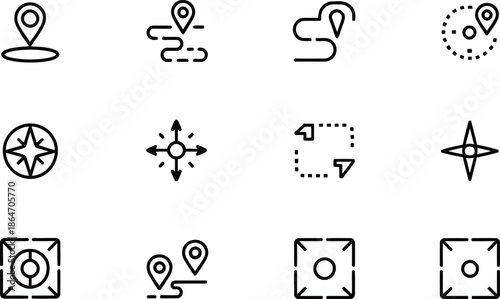 Collection of various map and location icons in different styles and formats