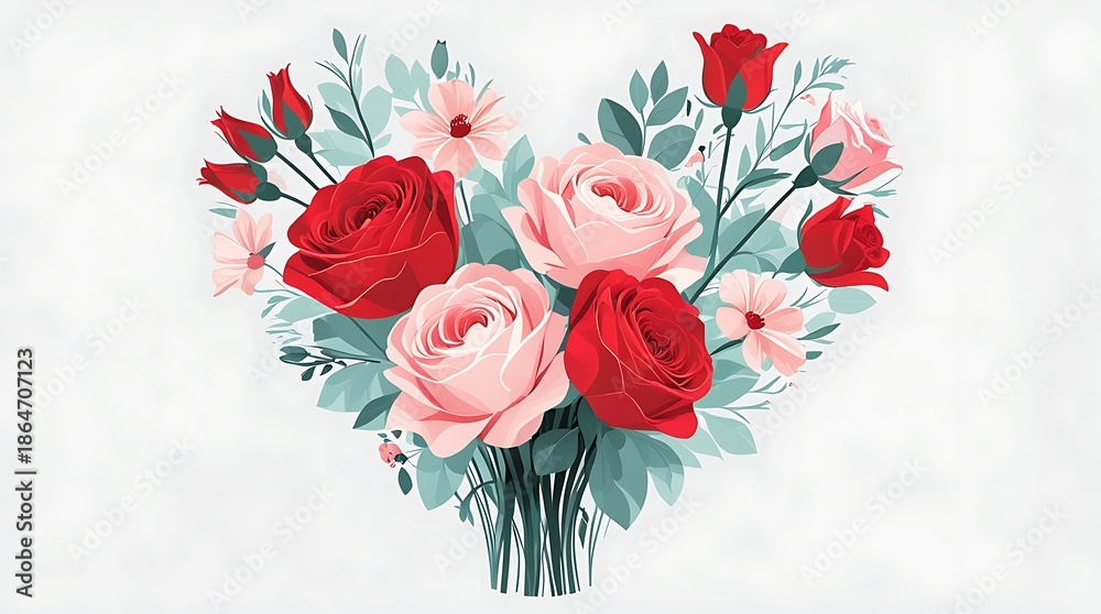 Obraz premium Heart shaped bouquet of roses