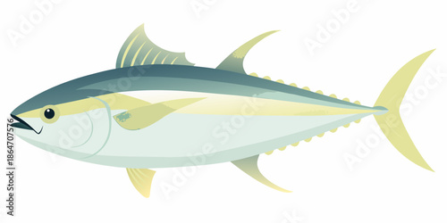A detailed illustration of a bluefin tuna showcasing its streamlined body shape