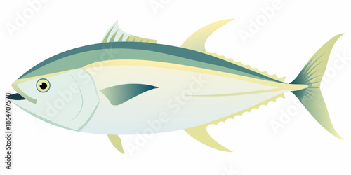 A vibrant illustration of a yellowfin tuna swimming gracefully in the ocean