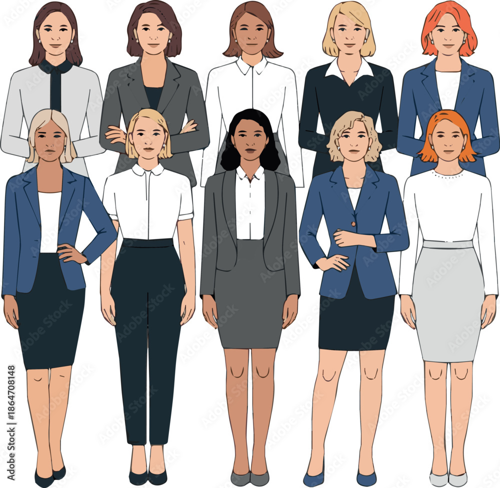 Fototapeta premium Create Office women without background in vector design style