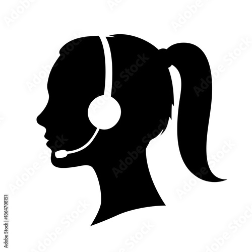 Vector illustration of a person profile silhouette with headphones representing a creative mind and music concept symbol for audio design