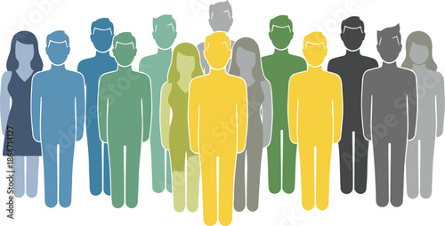 Diverse Group of Stylized People Standing Together