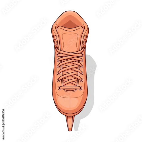 Top-Down View of a Single Ice Skate Illustration.