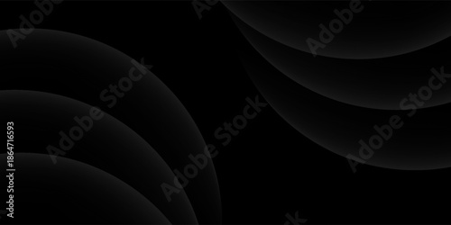 Dark black background abstract 3D geometric with wave effect decoration. Vector illustration