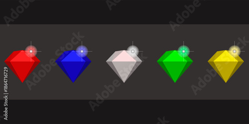 A set of simple-style gems for icons or design.A stylish collection of colorful crystals