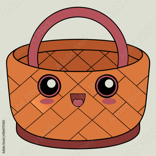 Keranjang anyaman di atas meja kayu
