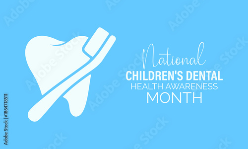 Dental health awareness banner design for children, celebrated every February as Children, s Dental Health Month, focusing on healthy smiles and oral hygiene.