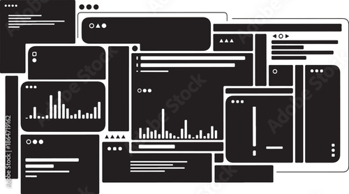 Wireframe design of multiple mobile and web application screens