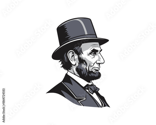 Distinguished profile illustration of abraham lincoln, a revered historical figure wearing his iconic top hat