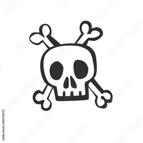 Cute Skull and Crossbones Minimal Line Icon