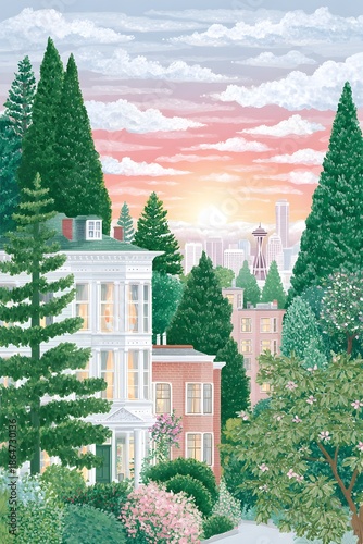 A dreamy gouache-style travel illustration, generation AI 