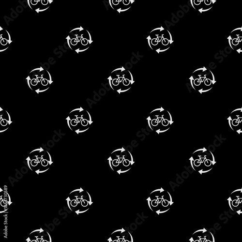 Bike with arrows seamless pattern isolated on black background