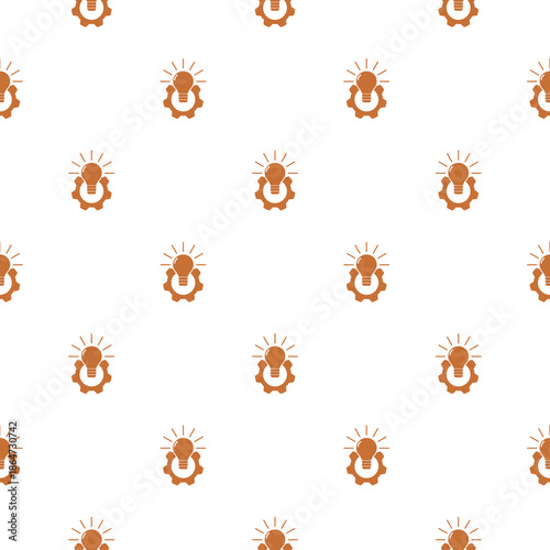 Cog light bulb seamless pattern isolated on white background