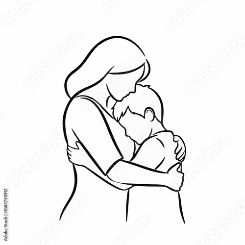 Mom hugs her son. icon