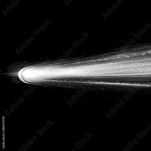 Abstract White Light Trail Speed Motion on Black Background