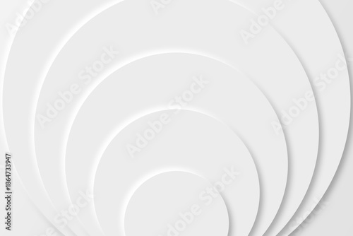 Fantasy Arc. Abstract white paper cut circles background with soft shadows and depth effect