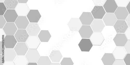 A subtle hexagon pattern background featuring interconnected geometric shapes in soft gray and white tones. Minimal white abstract 3D wall texture with embossed hexagonal design.ideal for bright poste