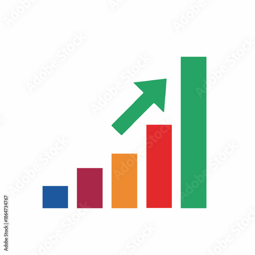 Free Download Bar chart with upward growth arrow vector illustration for business and finance isolated on white - GFXLoad