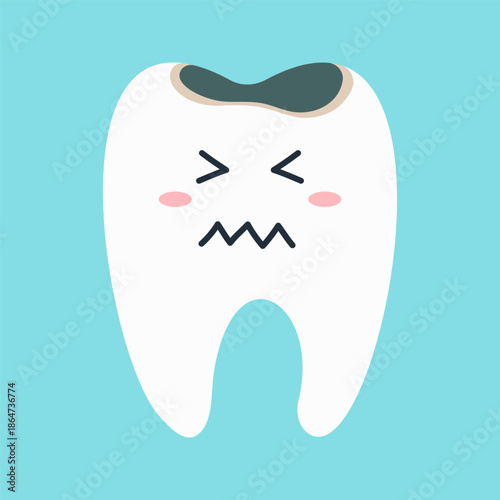 Cute tooth characters showing dental care and feelings