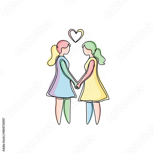 Two Women Holding Hands in Friendship.
