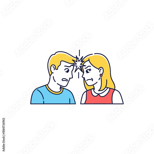 Man and Woman Arguing Head to Head.