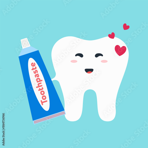 Cute tooth characters showing dental care and feelings