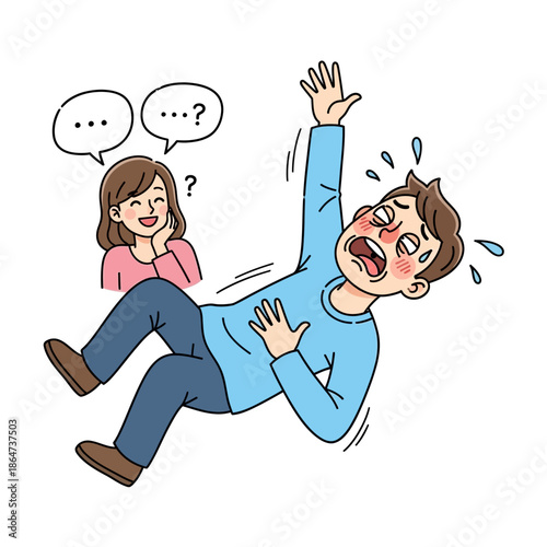 Man Falling Over in Distress.