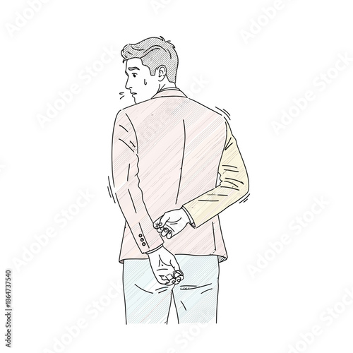 Man Standing with Hands Behind Back.