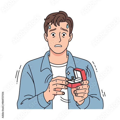 Man Struggling with Broken Pocket Watch.