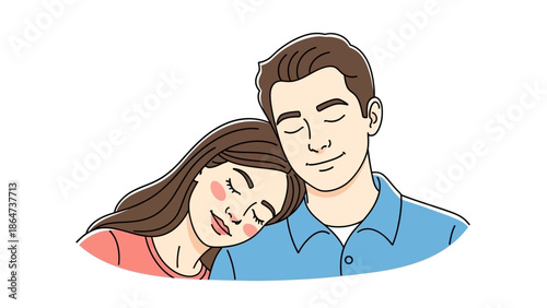 Illustration of a Couple Sleeping Together.