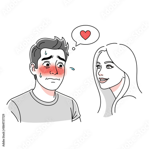 Man with Heart Eyes for Woman Illustration.
