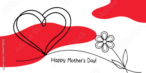 Happy Mother's Day heartfelt greeting with a minimalist heart and flower design