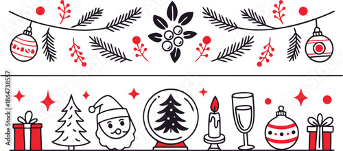 Festive Christmas Decorations and Holiday Icons - Perfect for Seasonal Design Projects