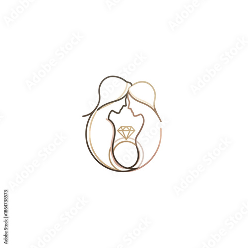 Simple Line Drawing of Pregnant Belly.