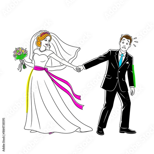 Bride and Groom Hand in Hand.