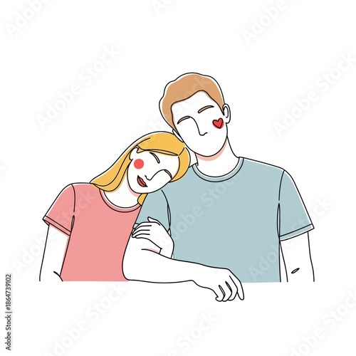 Illustration of Couple Embracing with Love.