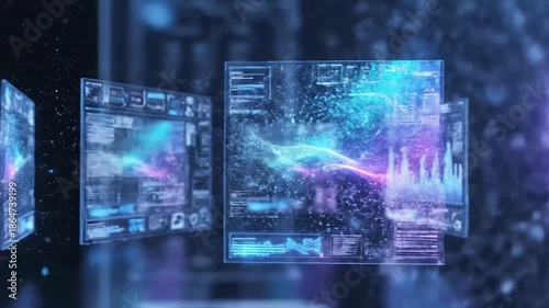 Wallpaper Mural Futuristic digital interface in space Torontodigital.ca