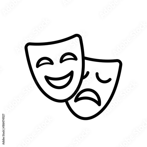 Theater Masks Happy and Sad Faces.