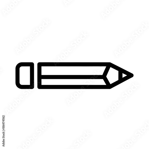 Simple Black Pencil Icon on White Background.