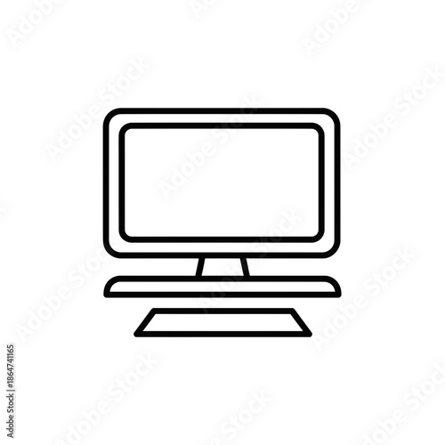 Simple Line Art Computer Monitor Icon.