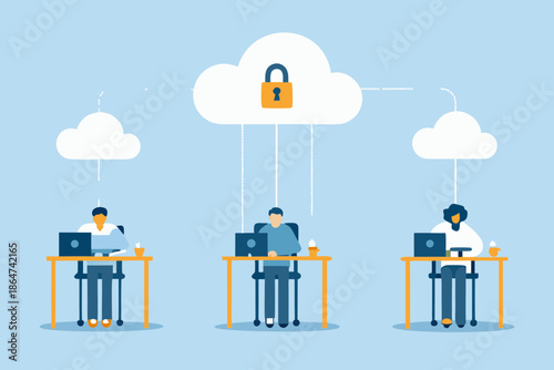 Secure cloud computing with remote workers accessing data via the internet