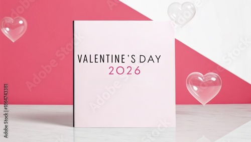 Valentine’s Day 2026 Valentine's Day 2026 themed design featuring hearts and a pastel color palette.