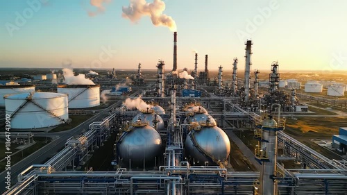 Aerial view of an industrial refinery