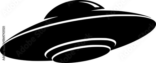 UFO Silhouette Vector Illustration on White Background
