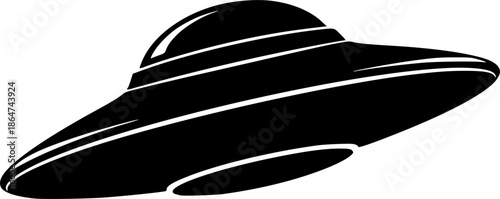 UFO Silhouette Vector Illustration on White Background
