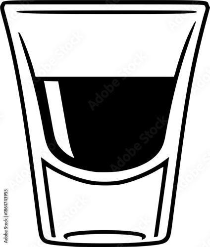 Espresso Shot Glass Demitasse Simple Line Art Vector
