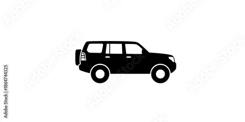 Off-road vehicle icon. Suv. Black silhouette. Side view. Vector
