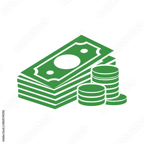 Cash and Coins Stack Illustration