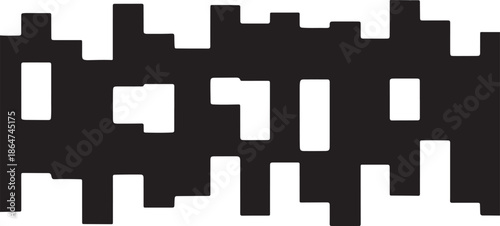Black Pixelated Pattern on White Background